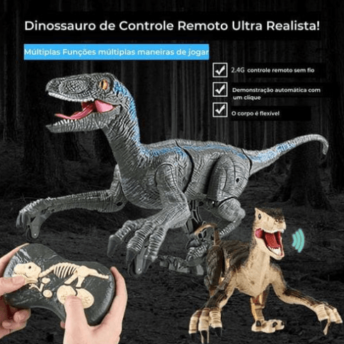 Dinossauro de controle remoto - Velociraptor Brincalhão - universo pequenino