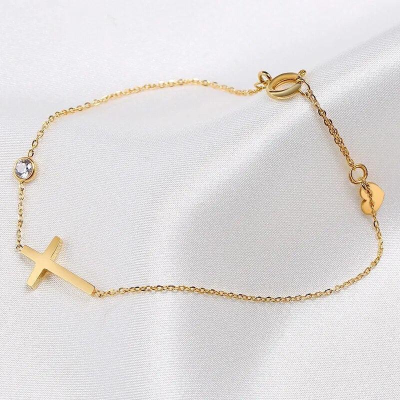 Pulseira Cruz Com Zircônia Brilhante