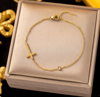 Pulseira Cruz Com Zircônia Brilhante