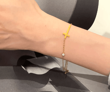 Pulseira Cruz Com Zircônia Brilhante