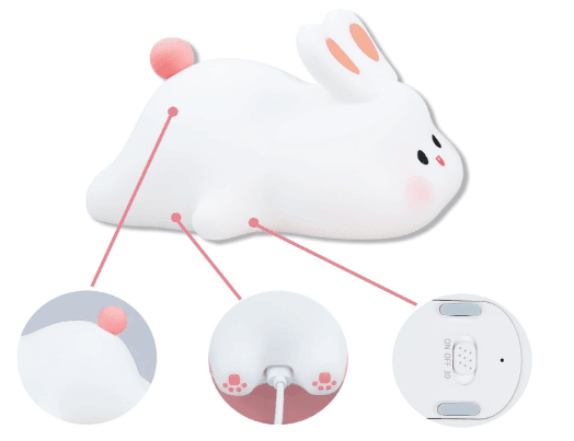 LumiLapin - Luminária em Silicone de Coelhinho Fofo Recarregável
